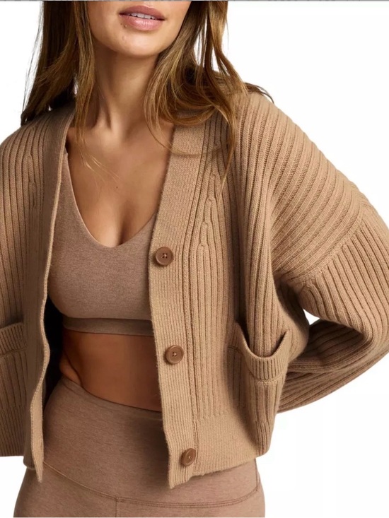 Beyond Yoga Sweaters - NWT Beyond Yoga Large Camel Ribbed Cardigan Quiet Luxury Minimalist Oversized